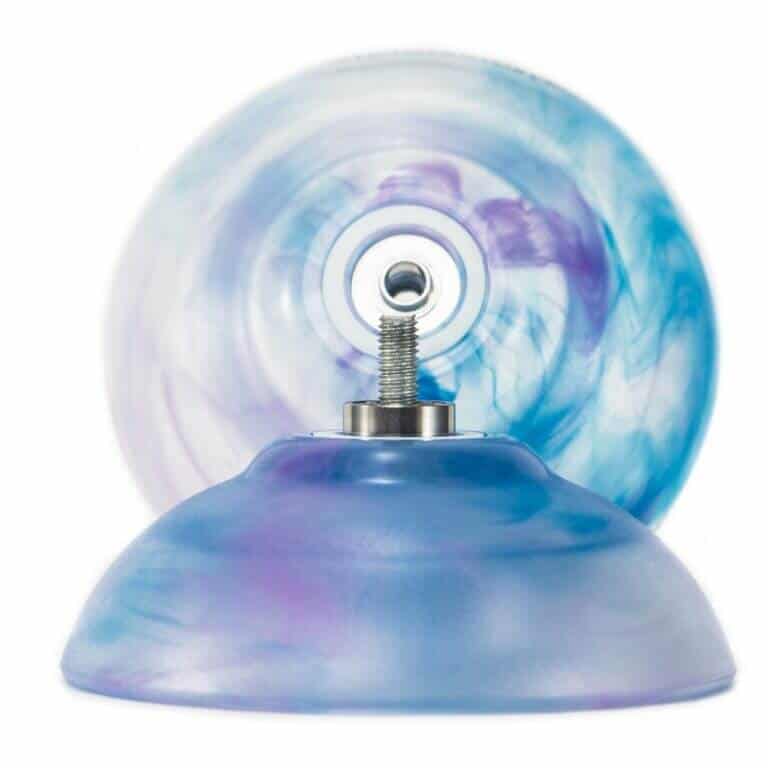 Colorful swirl yo-yo with smooth design and metal axle for advanced tricks.