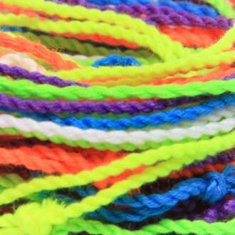 Bright neon-colored yarns ideal for yo-yo string replacement and tricks.