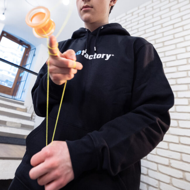 yoyofactory yoyo hoodie trademark logo