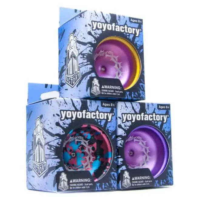 YoYoFactory Europe yo-yos in colorful packaging for skill and performance.