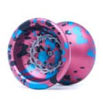 Pink and blue splash design yo-yo for professional and beginner yo-yo enthusiasts.