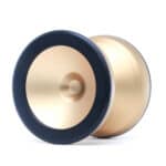 High-quality metal yo-yo with gold finish and black rim, ideal for professional yo-yo tricks.