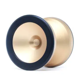 High-quality metal yo-yo with gold finish and black rim, ideal for professional yo-yo tricks.