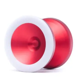 High-quality metal yo-yo featuring a red and white finish, ideal for professional yo-yo tricks and e.