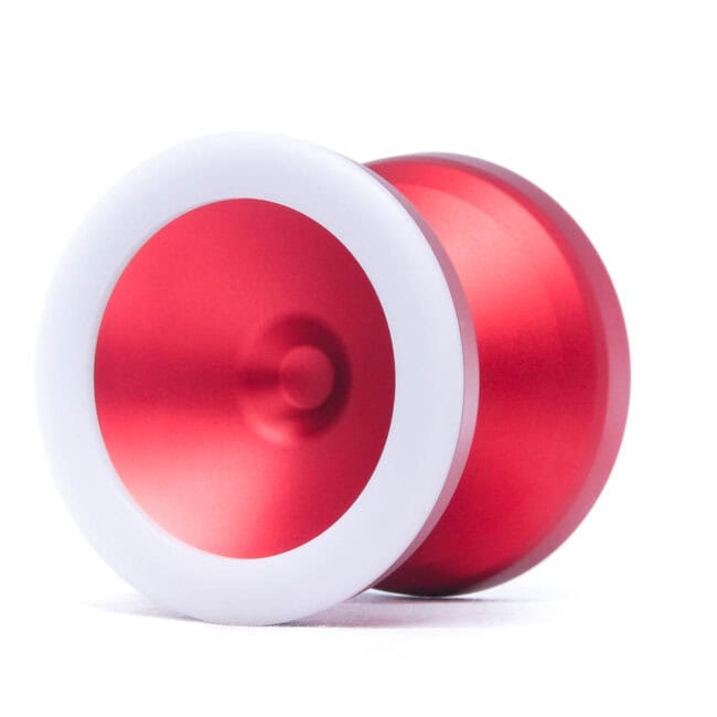 Hochwertiges Metall-Yo-Yo in rot-weißer Ausführung, ideal für professionelle Yo-Yo-Tricks und e.