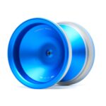 Blue YoYoFactory Miracle 25 signature yo-yo for professional tricks.