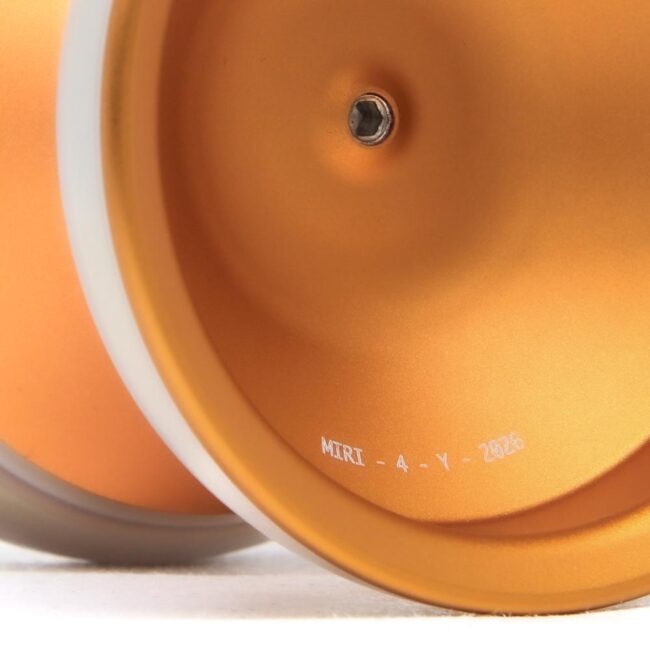 Close-up of YoYoFactory Europe signature yoyo with Miri Kim signature and year 2026.