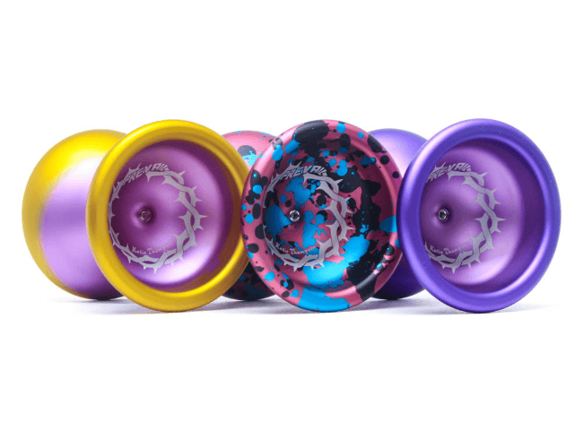 Vibrant YoYoFactory yo-yos with colorful designs and high performance for enthusiasts.